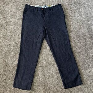 Tommy Bahama | Flat Front Navy Herringbone Linen Blend Dress Slacks 36/30